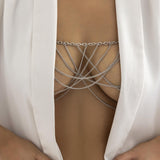 Maxbell Multilayer Body Chain Nightclub Chest Chain for Halloween Party Summer Beach White