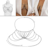 Maxbell Multilayer Body Chain Nightclub Chest Chain for Halloween Party Summer Beach White