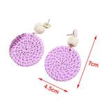 Maxbell Rattan Earrings Straw Wicker Braid Woven Bohemian Earrings for Women Girls Purple