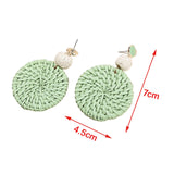 Maxbell Rattan Earrings Straw Wicker Braid Woven Bohemian Earrings for Women Girls Green