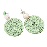 Maxbell Rattan Earrings Straw Wicker Braid Woven Bohemian Earrings for Women Girls Green