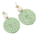 Maxbell Rattan Earrings Straw Wicker Braid Woven Bohemian Earrings for Women Girls Green