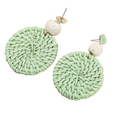 Maxbell Rattan Earrings Straw Wicker Braid Woven Bohemian Earrings for Women Girls Green