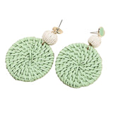 Maxbell Rattan Earrings Straw Wicker Braid Woven Bohemian Earrings for Women Girls Green