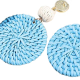 Maxbell Rattan Earrings Straw Wicker Braid Woven Bohemian Earrings for Women Girls Blue