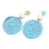 Maxbell Rattan Earrings Straw Wicker Braid Woven Bohemian Earrings for Women Girls Blue