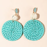 Maxbell Rattan Earrings Straw Wicker Braid Woven Bohemian Earrings for Women Girls Blue Green