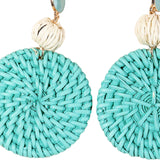 Maxbell Rattan Earrings Straw Wicker Braid Woven Bohemian Earrings for Women Girls Blue Green