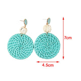 Maxbell Rattan Earrings Straw Wicker Braid Woven Bohemian Earrings for Women Girls Blue Green