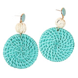 Maxbell Rattan Earrings Straw Wicker Braid Woven Bohemian Earrings for Women Girls Blue Green