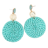 Maxbell Rattan Earrings Straw Wicker Braid Woven Bohemian Earrings for Women Girls Blue Green