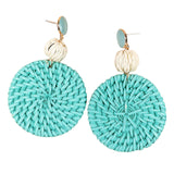 Maxbell Rattan Earrings Straw Wicker Braid Woven Bohemian Earrings for Women Girls Blue Green