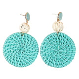 Maxbell Rattan Earrings Straw Wicker Braid Woven Bohemian Earrings for Women Girls Blue Green