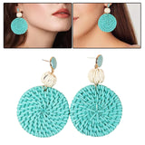 Maxbell Rattan Earrings Straw Wicker Braid Woven Bohemian Earrings for Women Girls Blue Green