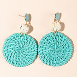 Maxbell Rattan Earrings Straw Wicker Braid Woven Bohemian Earrings for Women Girls Blue Green