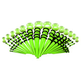 Maxbell 50Pcs Gauges Kit Acrylic Taper Plug Tunnels 14G-00G Green