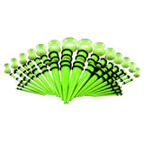Maxbell 50Pcs Gauges Kit Acrylic Taper Plug Tunnels 14G-00G Green