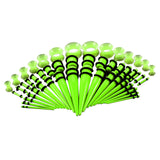 Maxbell 50Pcs Gauges Kit Acrylic Taper Plug Tunnels 14G-00G Green