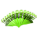 Maxbell 50Pcs Gauges Kit Acrylic Taper Plug Tunnels 14G-00G Green