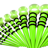 Maxbell 50Pcs Gauges Kit Acrylic Taper Plug Tunnels 14G-00G Green