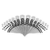 Maxbell 50Pcs Gauges Kit Acrylic Taper Plug Tunnels 14G-00G Transparent Luminous