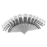 Maxbell 50Pcs Gauges Kit Acrylic Taper Plug Tunnels 14G-00G Transparent Luminous