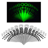 Maxbell 50Pcs Gauges Kit Acrylic Taper Plug Tunnels 14G-00G Transparent Luminous