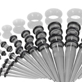 Maxbell 50Pcs Gauges Kit Acrylic Taper Plug Tunnels 14G-00G Transparent Luminous
