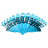 Maxbell 50Pcs Gauges Kit Acrylic Taper Plug Tunnels 14G-00G Dark Blue