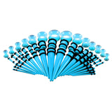 Maxbell 50Pcs Gauges Kit Acrylic Taper Plug Tunnels 14G-00G Dark Blue