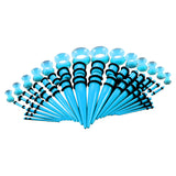 Maxbell 50Pcs Gauges Kit Acrylic Taper Plug Tunnels 14G-00G Dark Blue