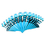 Maxbell 50Pcs Gauges Kit Acrylic Taper Plug Tunnels 14G-00G Dark Blue