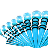 Maxbell 50Pcs Gauges Kit Acrylic Taper Plug Tunnels 14G-00G Dark Blue