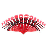 Maxbell 50Pcs Gauges Kit Acrylic Taper Plug Tunnels 14G-00G Red