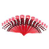 Maxbell 50Pcs Gauges Kit Acrylic Taper Plug Tunnels 14G-00G Red