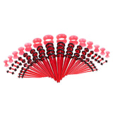 Maxbell 50Pcs Gauges Kit Acrylic Taper Plug Tunnels 14G-00G Red