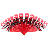 Maxbell 50Pcs Gauges Kit Acrylic Taper Plug Tunnels 14G-00G Red