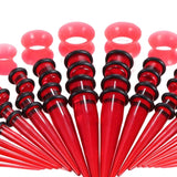 Maxbell 50Pcs Gauges Kit Acrylic Taper Plug Tunnels 14G-00G Red