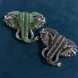 Maxbell Elephant Brooch Pin Brooches Elephant Head Lapel Pin Dress Accessories Green
