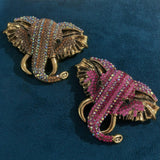 Maxbell Elephant Brooch Pin Brooches Elephant Head Lapel Pin Dress Accessories Green