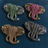 Maxbell Elephant Brooch Pin Brooches Elephant Head Lapel Pin Dress Accessories Green