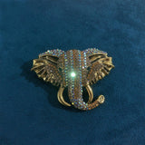 Maxbell Elephant Brooch Pin Brooches Elephant Head Lapel Pin Dress Accessories Champagne