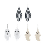 Maxbell Beaded Earrings Halloween Theme for Women Girls Beaded Long Tassel Party Black Skeleton