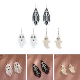 Maxbell Beaded Earrings Halloween Theme for Women Girls Beaded Long Tassel Party Black Skeleton