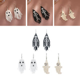 Maxbell Beaded Earrings Halloween Theme for Women Girls Beaded Long Tassel Party Black Skeleton