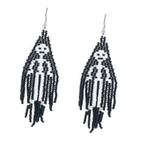 Maxbell Beaded Earrings Halloween Theme for Women Girls Beaded Long Tassel Party Black Skeleton