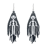 Maxbell Beaded Earrings Halloween Theme for Women Girls Beaded Long Tassel Party Black Skeleton
