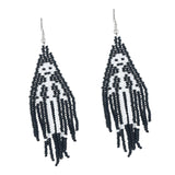 Maxbell Beaded Earrings Halloween Theme for Women Girls Beaded Long Tassel Party Black Skeleton