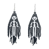 Maxbell Beaded Earrings Halloween Theme for Women Girls Beaded Long Tassel Party Black Skeleton