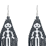Maxbell Beaded Earrings Halloween Theme for Women Girls Beaded Long Tassel Party Black Skeleton